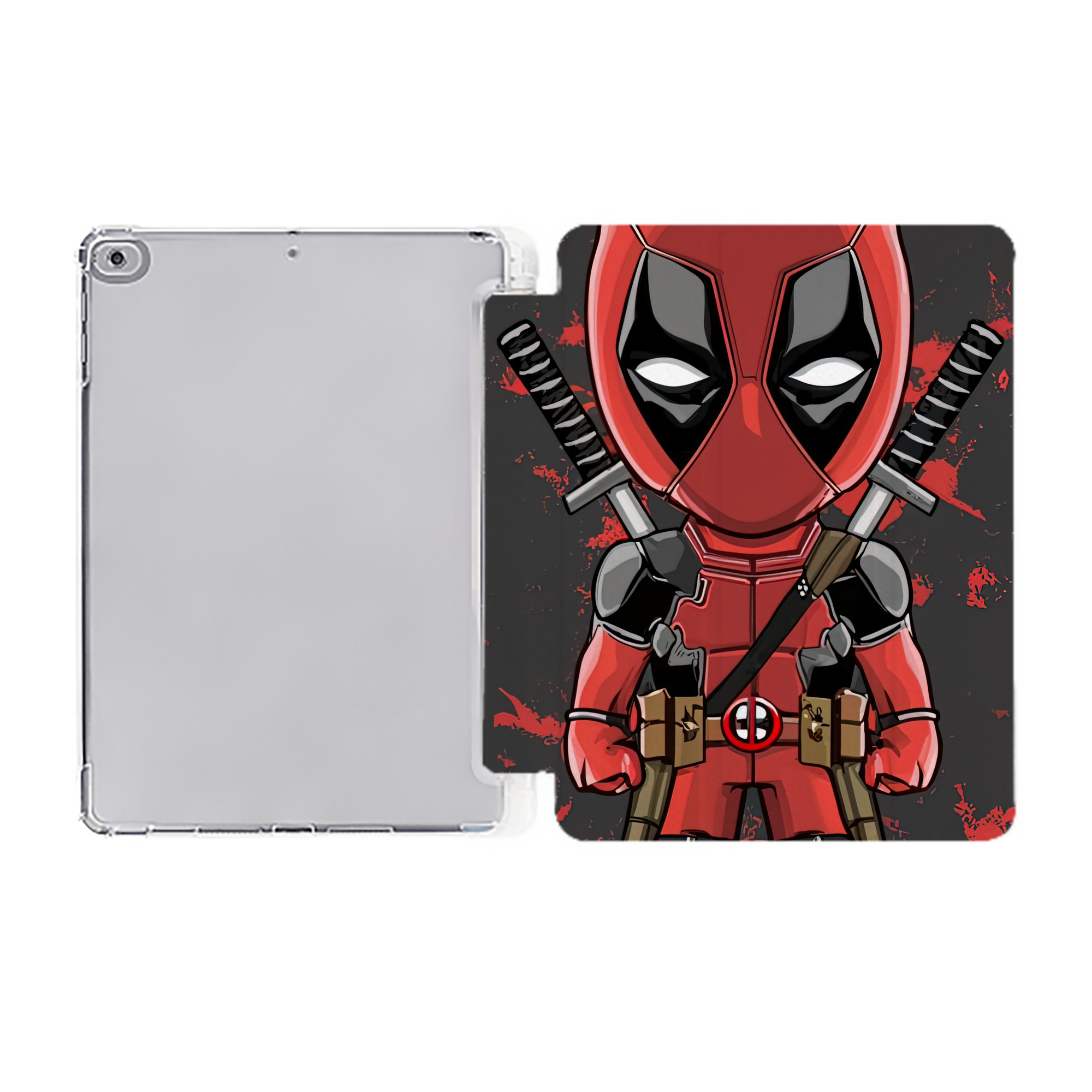 （画像用） Deadpool デッドプール IPad ケース ペン収納付き 三つ折りスタンド PUレザー×シリコン 対応機種9.5/10.5/10.9インチ